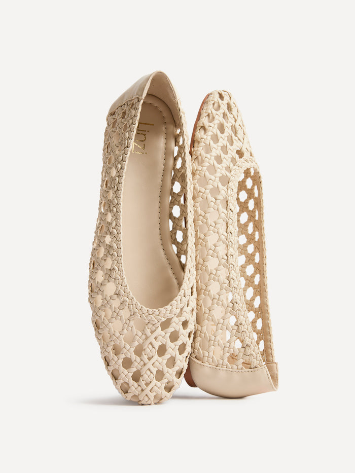 Melina Ivory Handwoven Ballet Flats