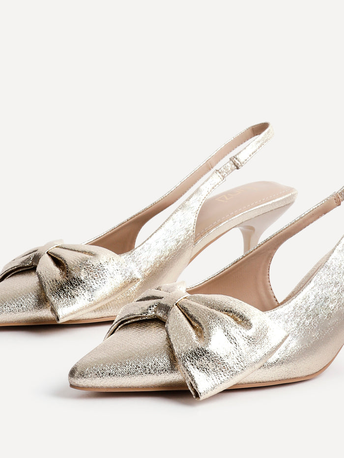 Merlot Gold Bow Court Heels