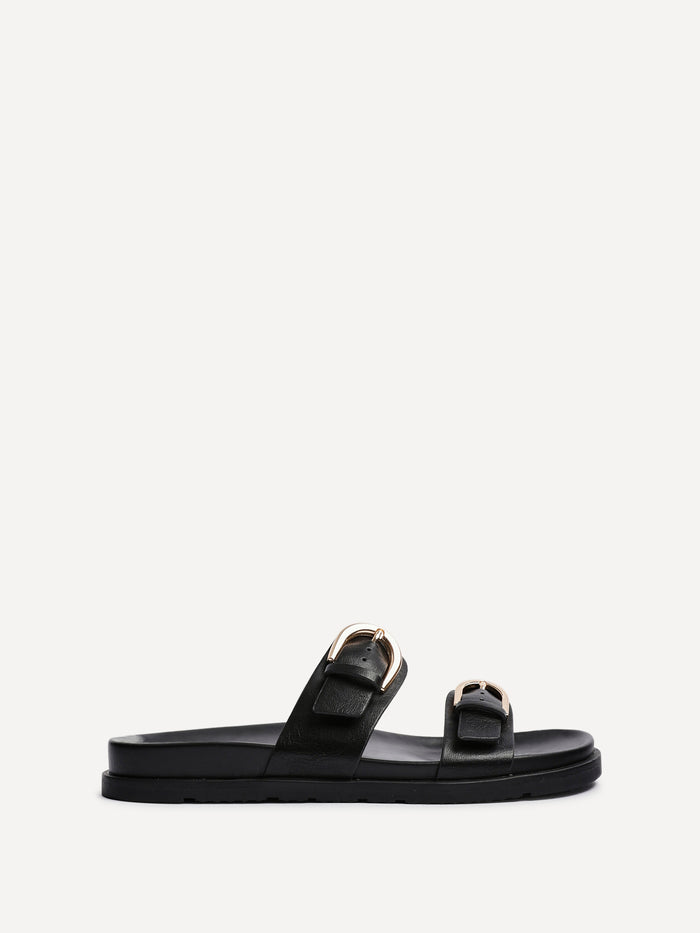 Miko Black Double Buckle Sandals