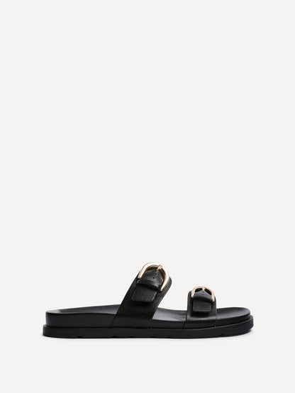 Miko Black Double Buckle Sandals