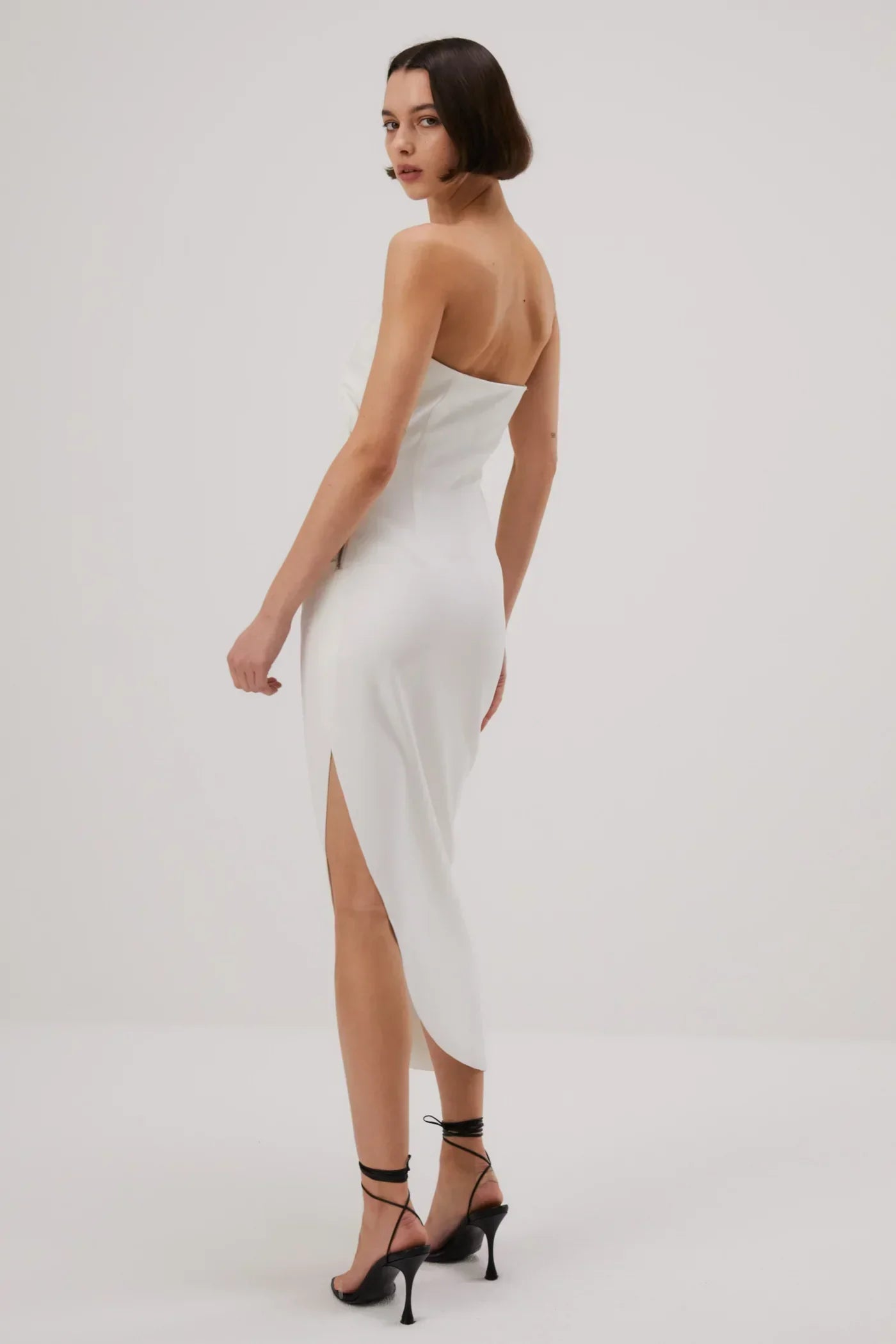 Misha Audrina Bonded Crepe Midi Dress - Ivory