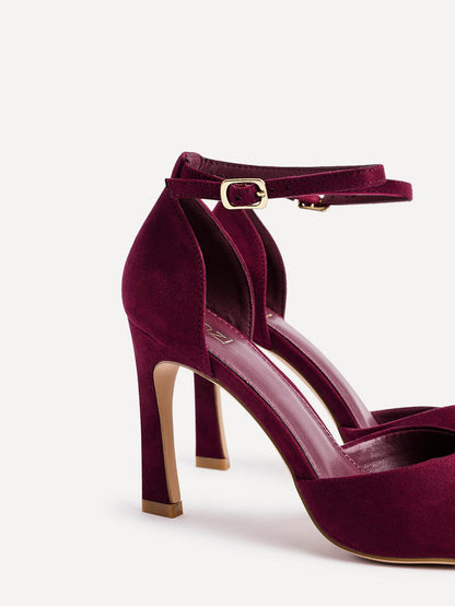 Moira Burgundy Faux Suede V Cut Court Heels