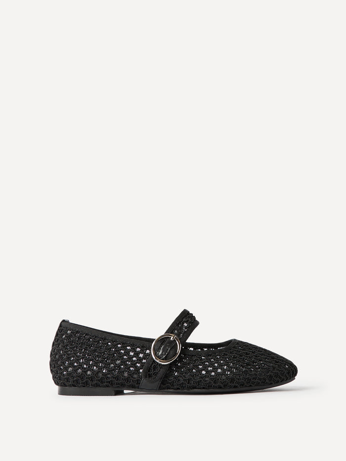 Monaco Black Mesh Mary Jane Pumps
