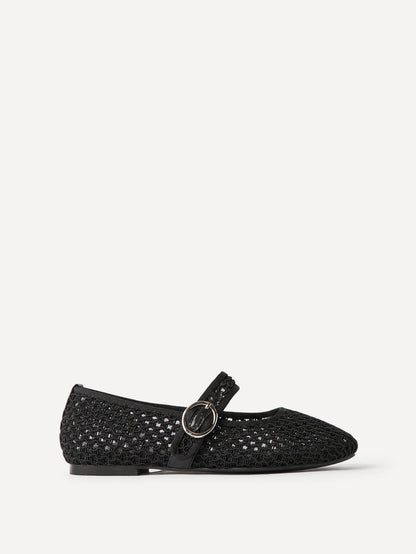 Monaco Black Mesh Mary Jane Pumps