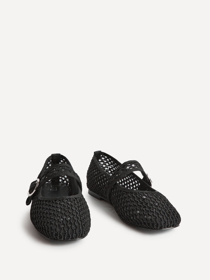 Monaco Black Mesh Mary Jane Pumps