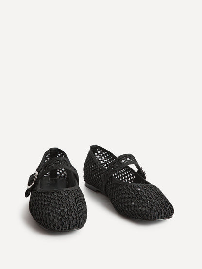 Monaco Black Mesh Mary Jane Pumps