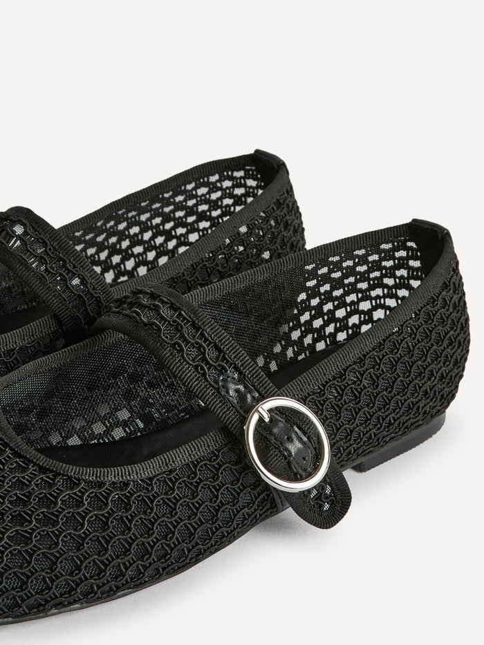 Monaco Black Mesh Mary Jane Pumps