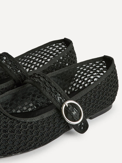 Monaco Black Mesh Mary Jane Pumps