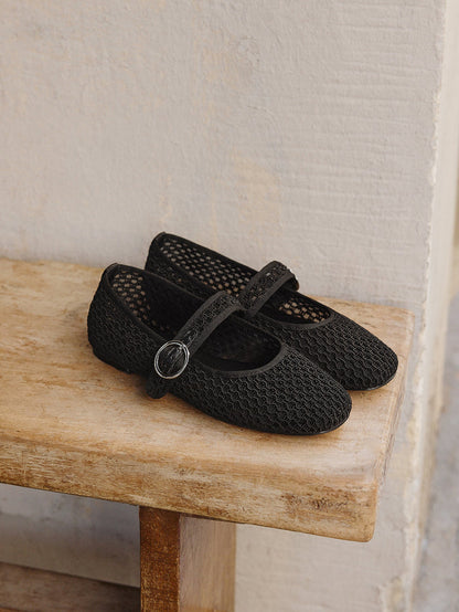 Monaco Black Mesh Mary Jane Pumps