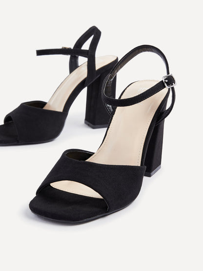 Monroe Wide Fit Black Block Heels