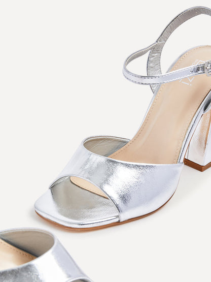 Monroe Wide Fit Silver Block Heels