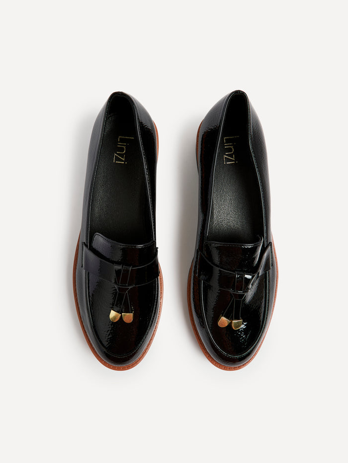 Nancy Black Patent Faux Leather Loafers
