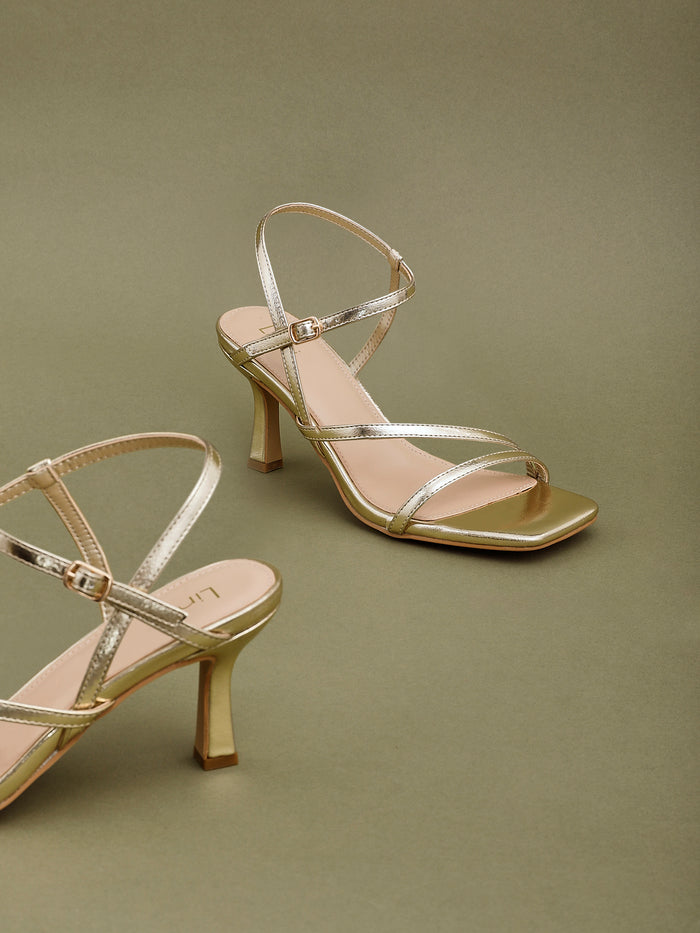 Nicole Gold Strappy Heels