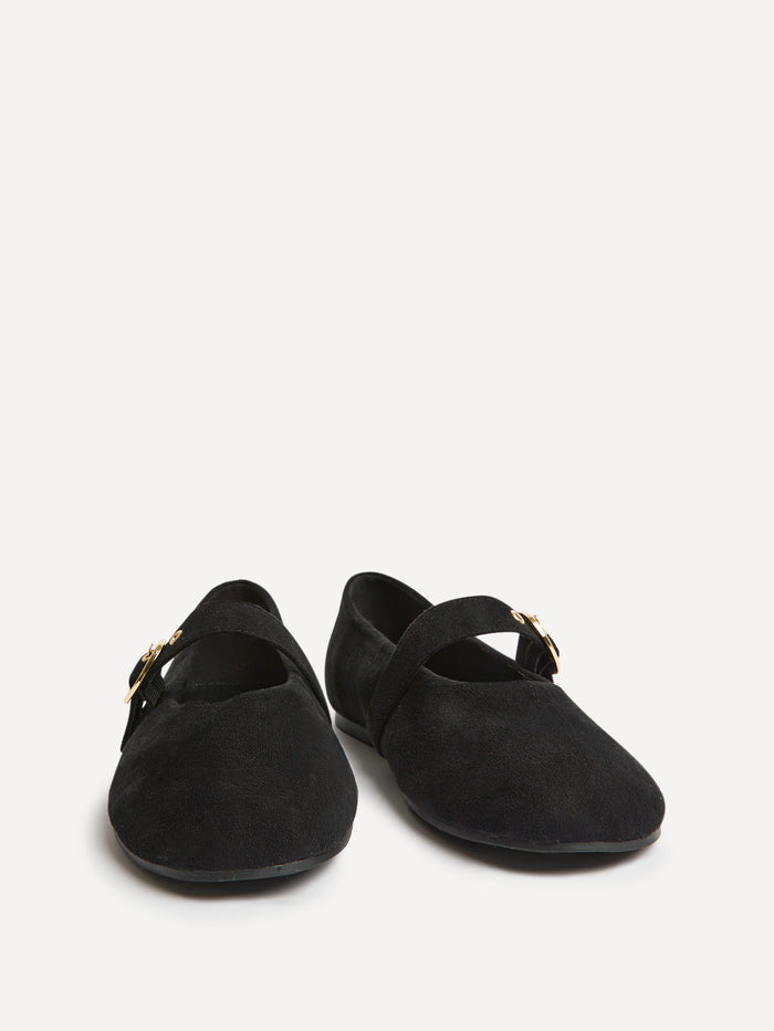 Nova Wide Fit Black Mary Jane Flats