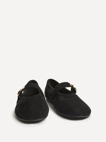 Nova Wide Fit Black Mary Jane Flats