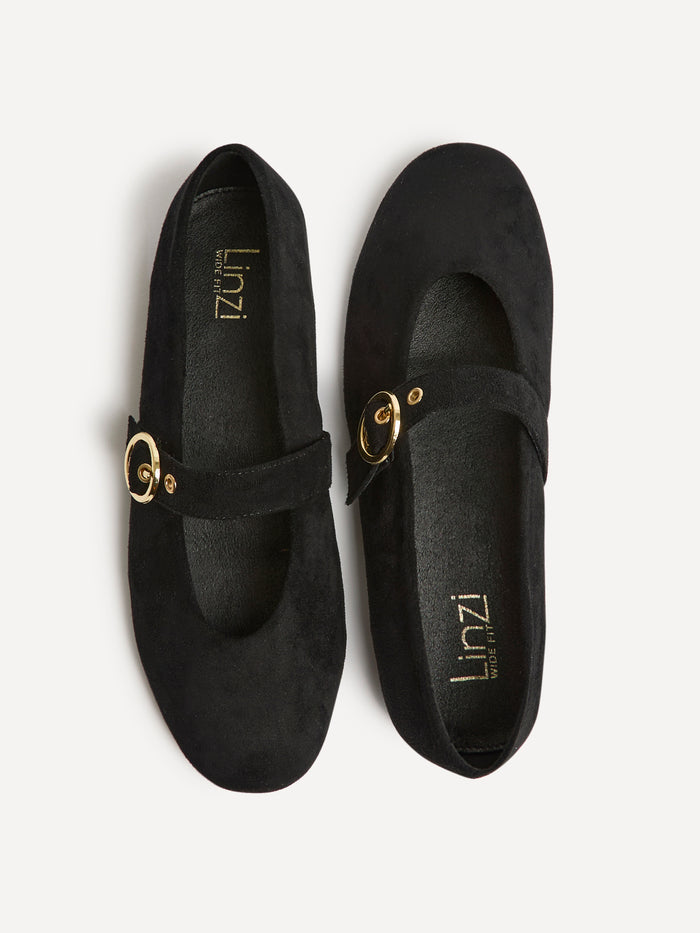 Nova Wide Fit Black Mary Jane Flats