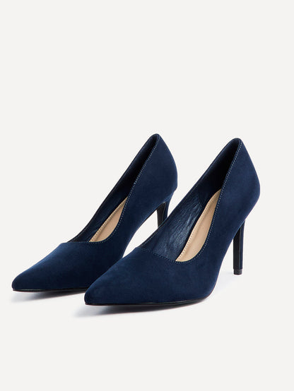 Opera Navy Faux Suede Court Heels