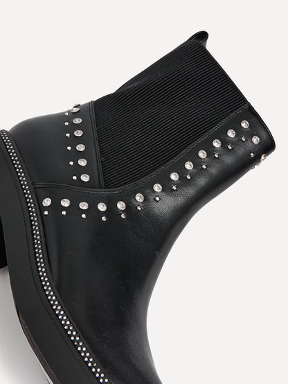 Optic Black Diamante Chelsea Boots