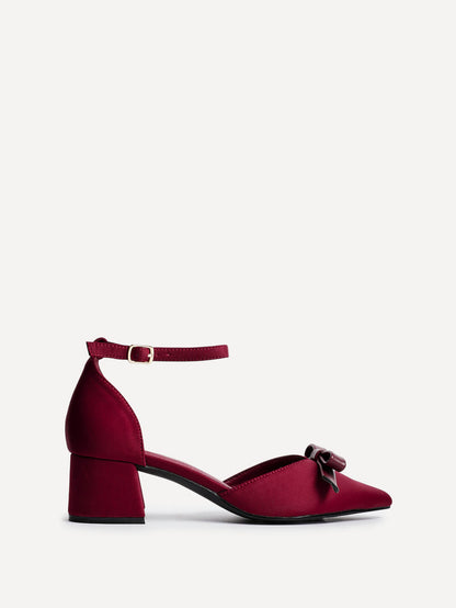 Orla Burgundy Scuba Bow Detail Court Heels