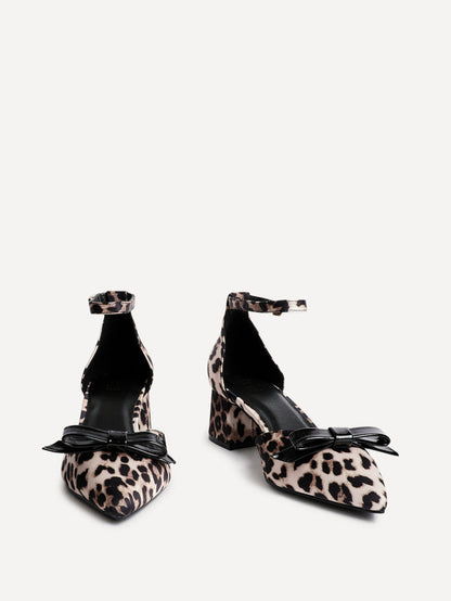 Orla Leopard Scuba Bow Detail Court Heels