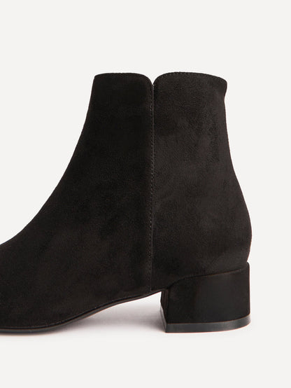 Outline Black Faux Suede Ankle Boots