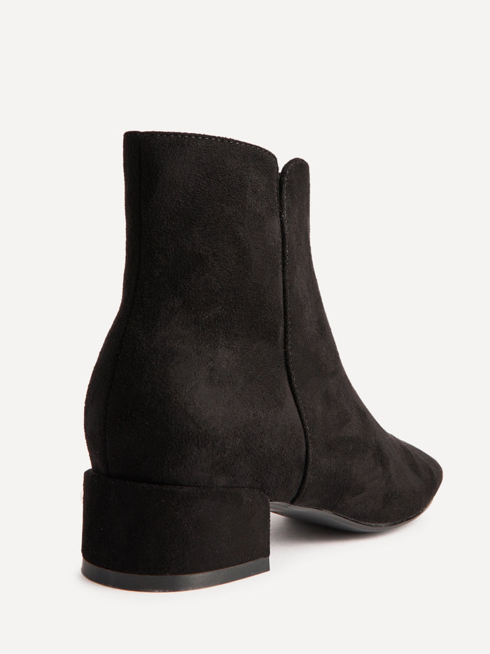 Outline Black Faux Suede Ankle Boots