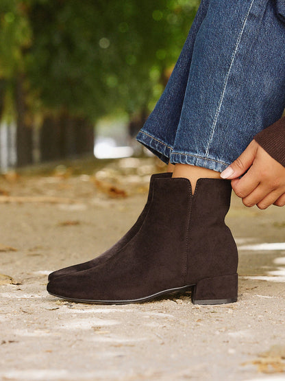 Outline Brown Faux Suede Ankle Boots