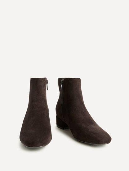 Outline Brown Faux Suede Ankle Boots