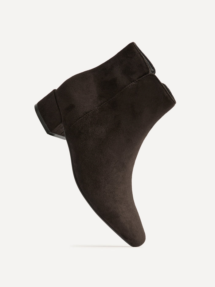 Outline Brown Faux Suede Ankle Boots