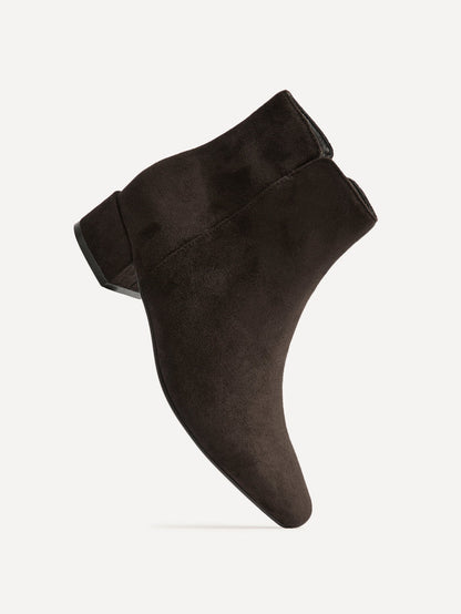 Outline Brown Faux Suede Ankle Boots