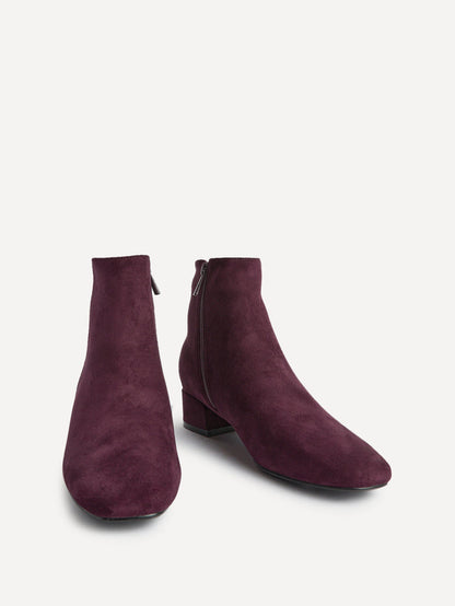 Outline Burgundy Faux Suede Ankle Boots