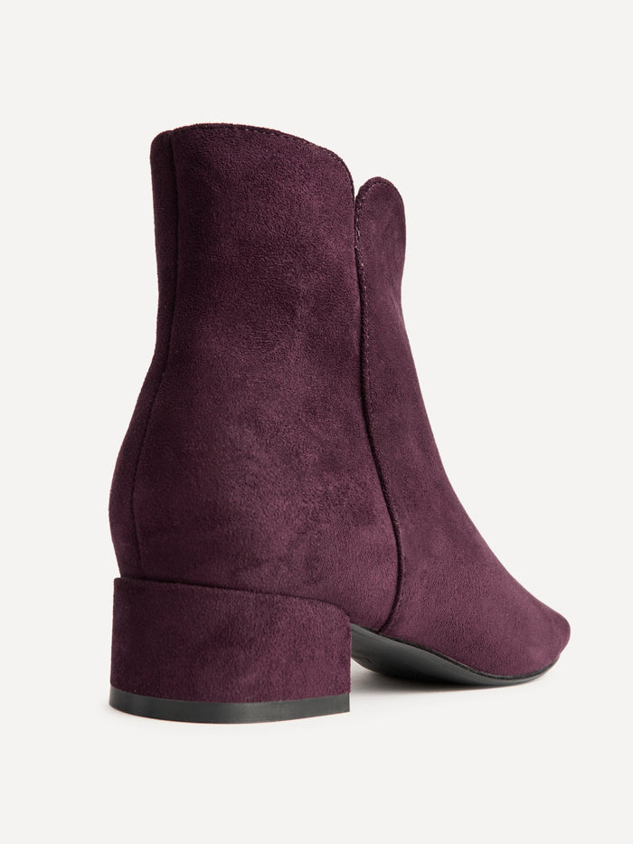 Outline Burgundy Faux Suede Ankle Boots