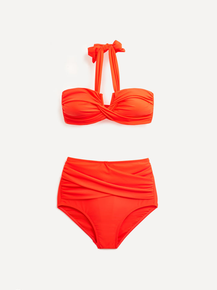 Palma Tangerine Bandeau High Waisted Bikini