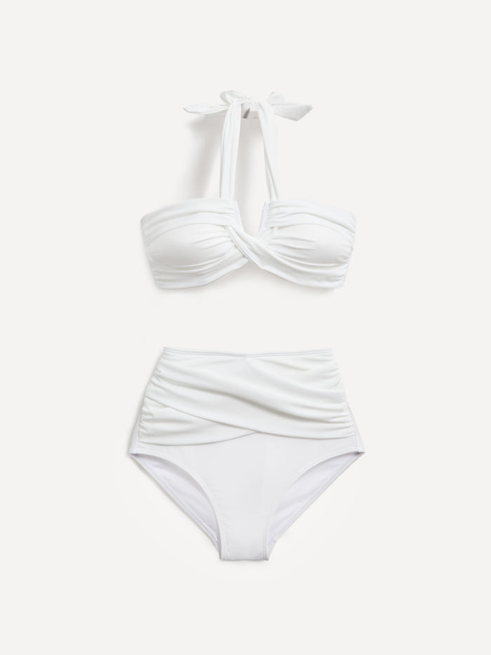 Palma White Bandeau High Waisted Bikini
