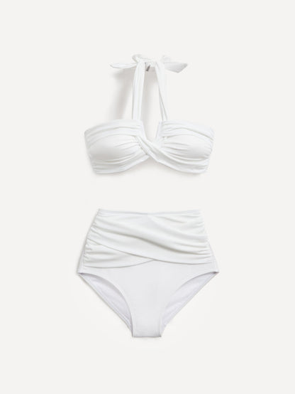 Palma White Bandeau High Waisted Bikini
