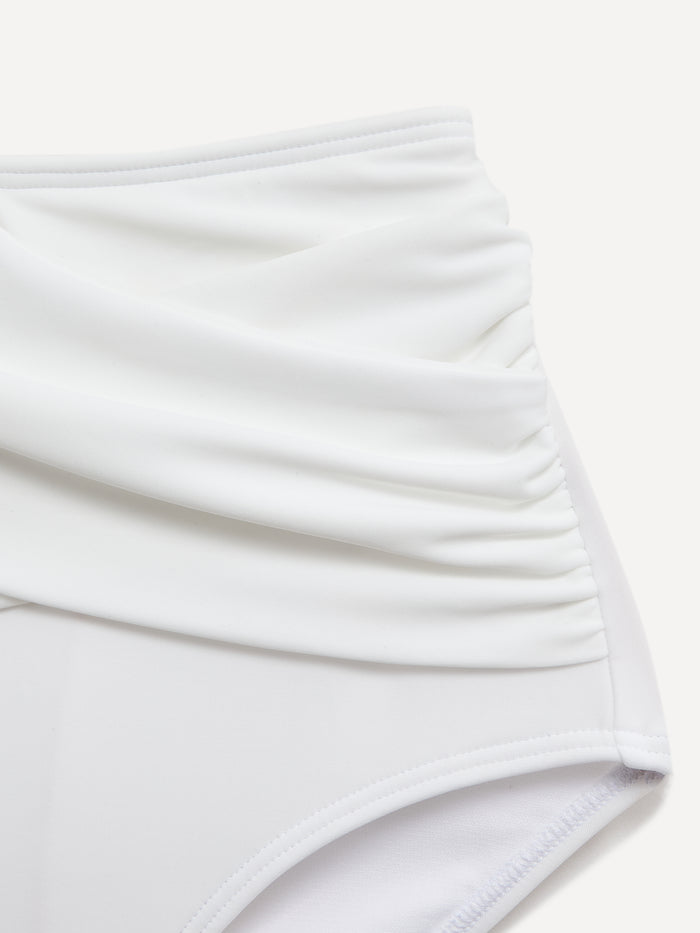 Palma White Bandeau High Waisted Bikini