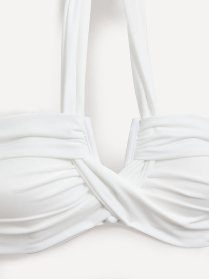 Palma White Bandeau High Waisted Bikini