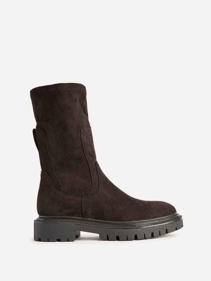 Peggy Brown Faux Suede Mid-Length Chelsea Boots