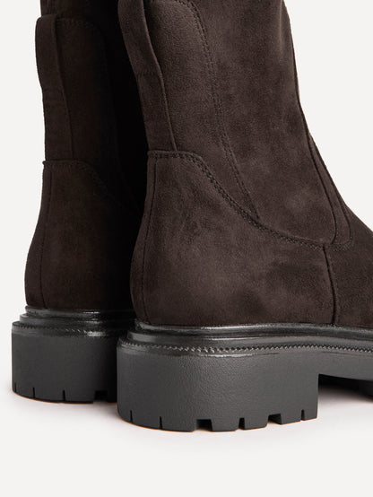 Peggy Brown Faux Suede Mid-Length Chelsea Boots