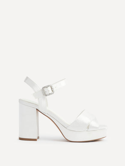 Perola Bridal Ivory Satin Platform Heels