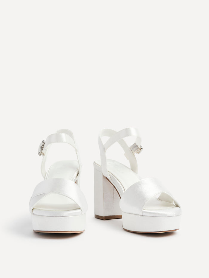 Perola Bridal Ivory Satin Platform Heels