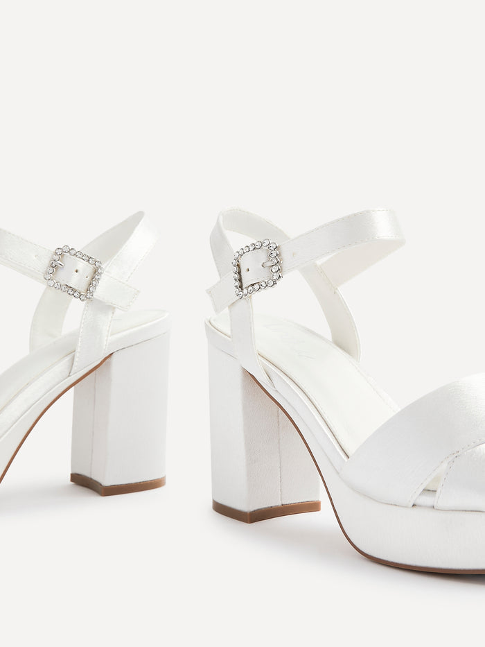 Perola Bridal Ivory Satin Platform Heels