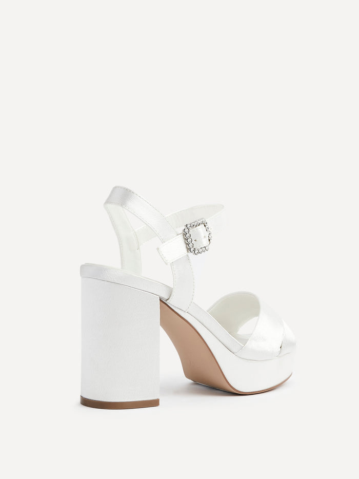 Perola Bridal Ivory Satin Platform Heels