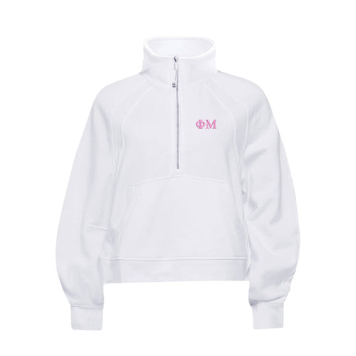 Phi Mu lululemon Scuba Oversized FUNNEL-Neck Half Zip - White