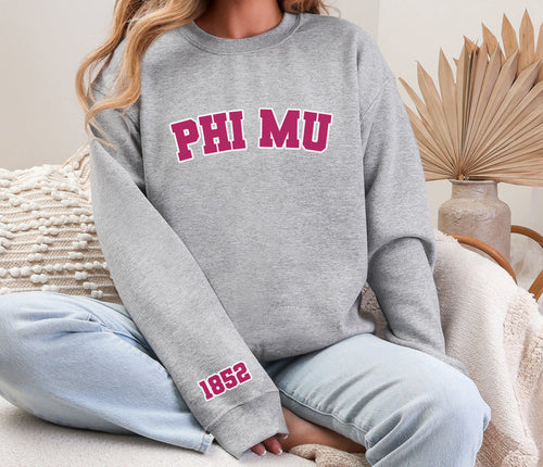 Phi Mu Varsity Crewneck 1852