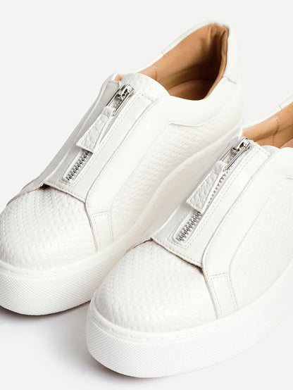 Piper White Faux Leather Trainers