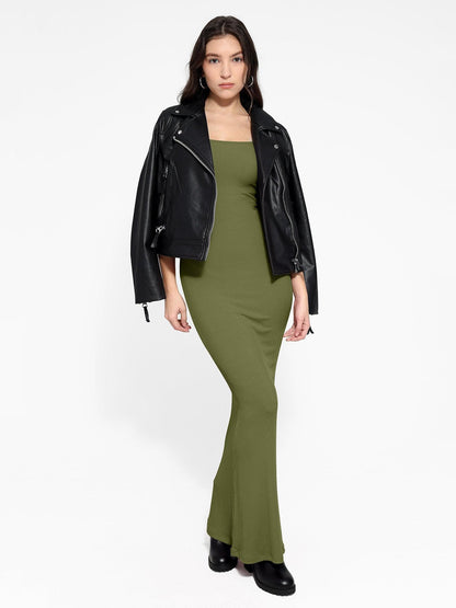 Shapewear Square Neck Long Sleeve Slimming Modal Maxi Dress