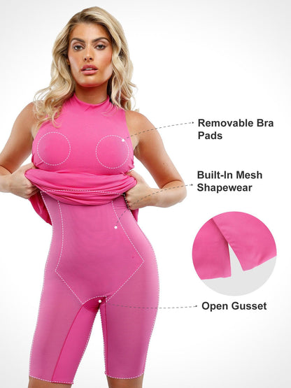 Shapewear Modal Sleeveless Mock Neck Slimming Maxi Dress