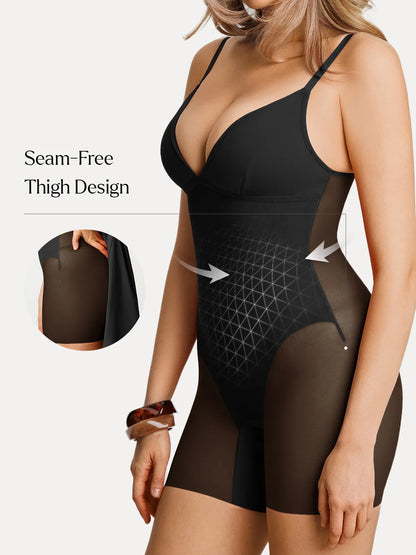 Deep V Zip Front Two-Piece Sculpting Mini Dress