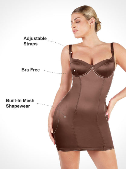 Shapewear Scuplting Satin Bustier Mini Dress